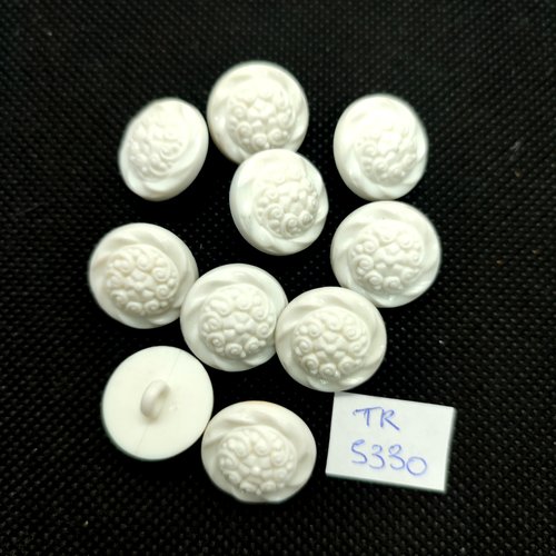 10 boutons en résine blanc - 17mm - tr5330