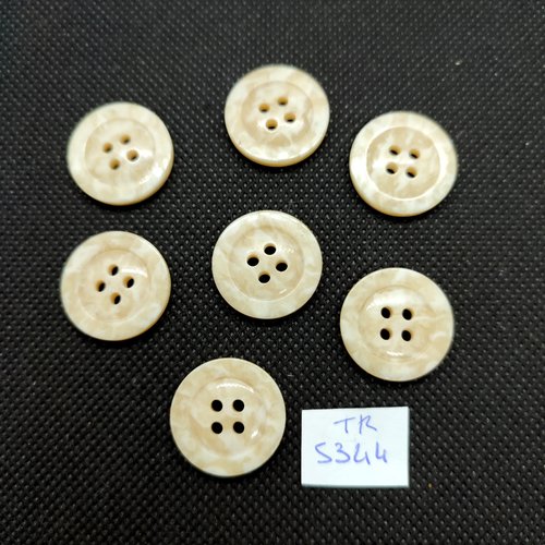 7 boutons en résine beige - 20mm - tr5344