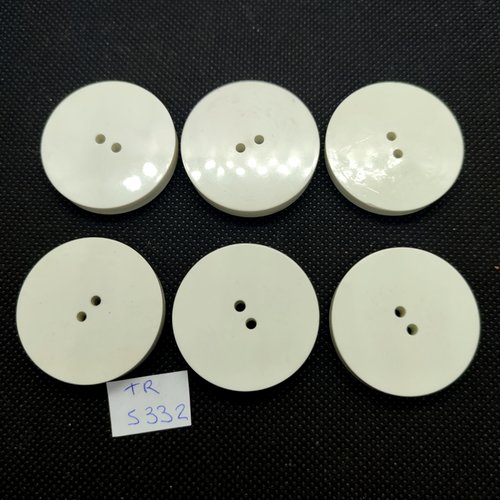 6 boutons en résine blanc - 35/36mm - tr5332