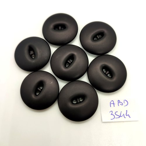 7 boutons en résine noir - 23mm - abd3544