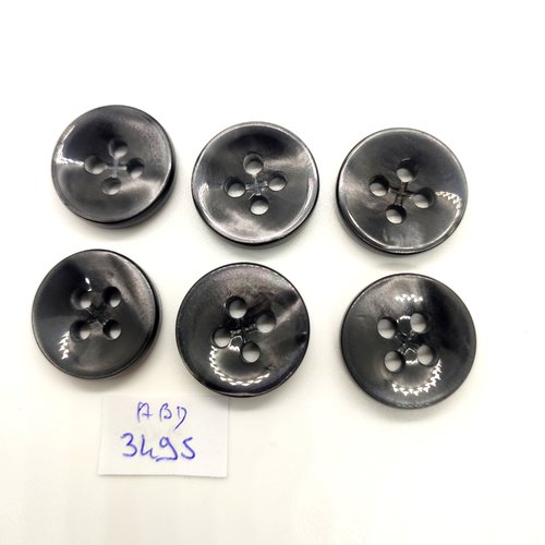 6 boutons en résine gris foncé - 22mm - abd3495