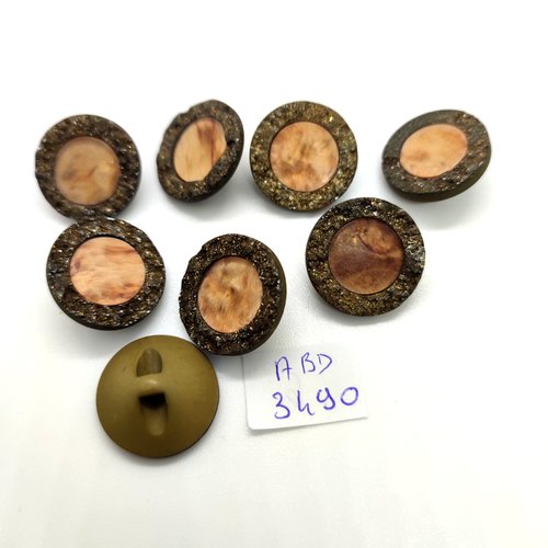 8 boutons en résine multicolore - 20mm - abd3490