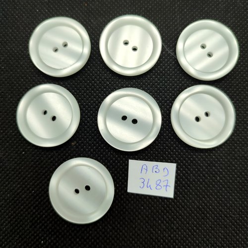 7 boutons en résine blanc - 25mm - abd3487