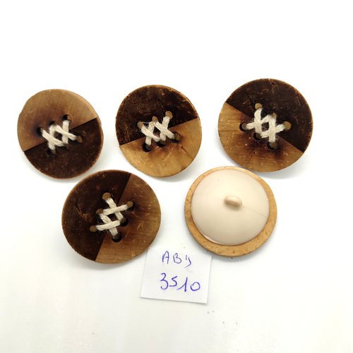 5 boutons en résine marron et beige - 31mm - abd3510