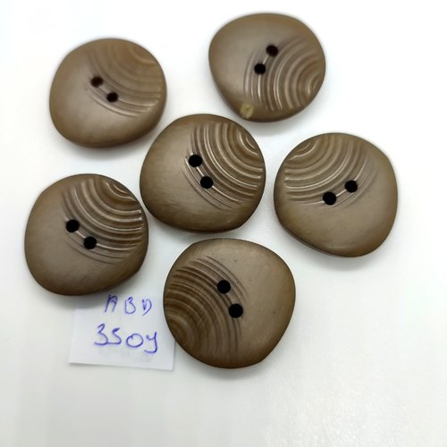 6 boutons en résine taupe - 25mm - abd3509