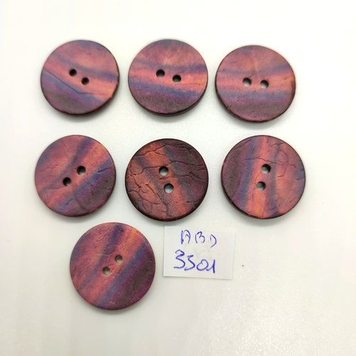 7 boutons en coco multicolore - 23mm - abd3501