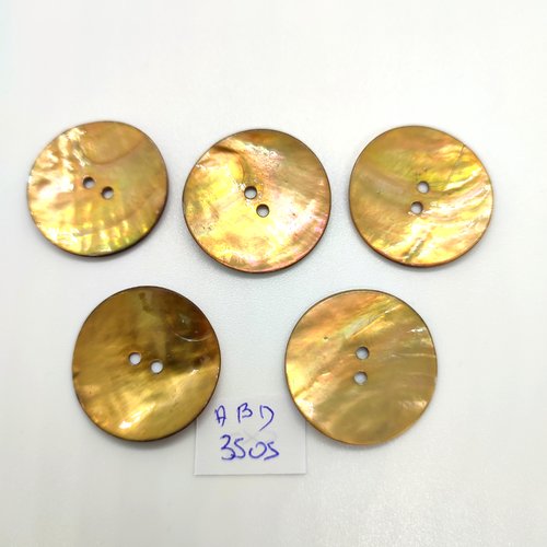 5 boutons en nacre ocre - 28mm - abd3505