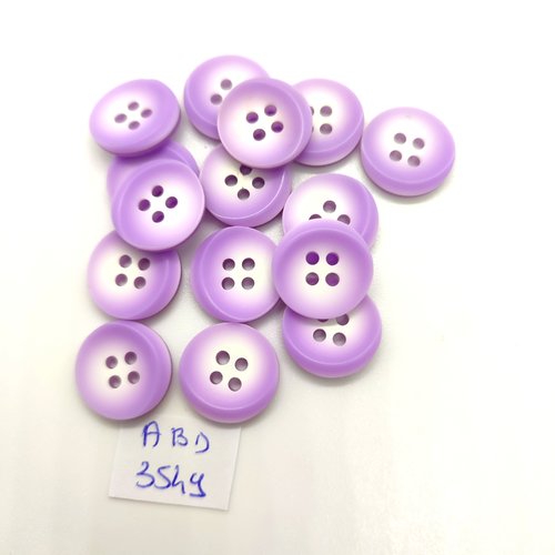 15 boutons en résine blanc et lilas - 15mm - abd3549
