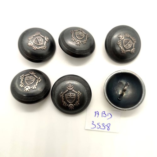 6 boutons en métal gris et argenté - 25mm - abd3538