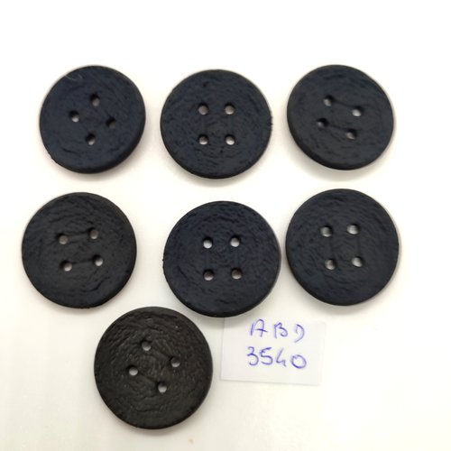 7 boutons en résine noir - 26mm - abd3540