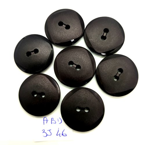 7 boutons en résine noir - 23mm - abd3546