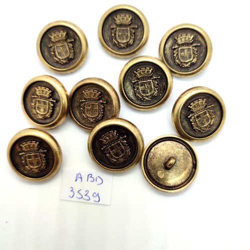 9 boutons en métal doré - 23mm - abd3539