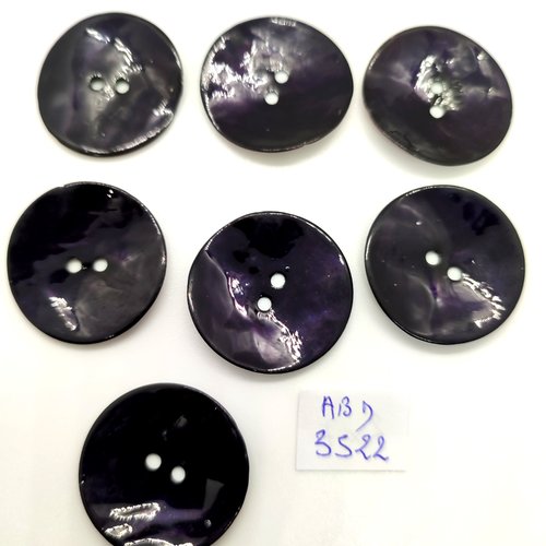 7 boutons en nacre violet foncé - 27/28mm - abd3522