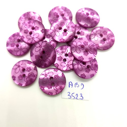 15 boutons en résine lilas - 18mm - abd3523