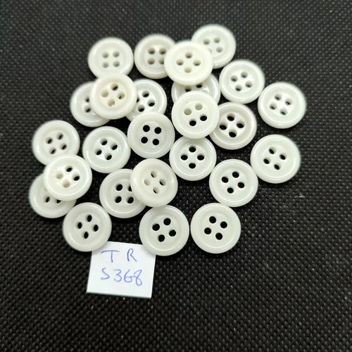 25 boutons en pate de verre blanc cassé - 14mm - tr5368