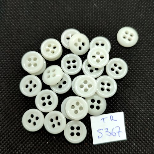 25 boutons en pate de verre blanc cassé - 12mm - tr5367