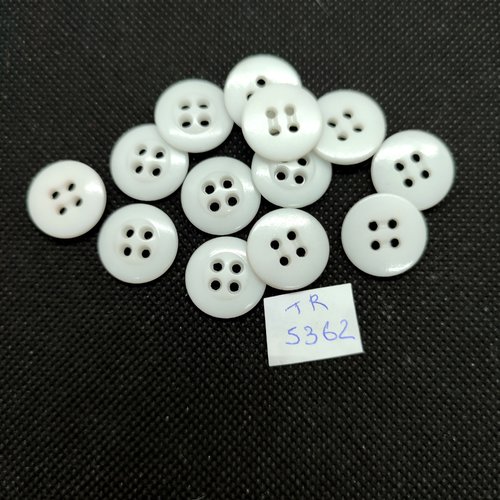 12 boutons en résine blanc - 17mm - tr5362