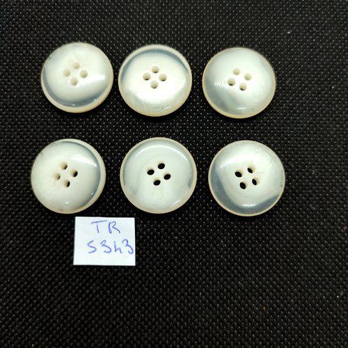 6 boutons en résine beige clair - 22mm - tr5343