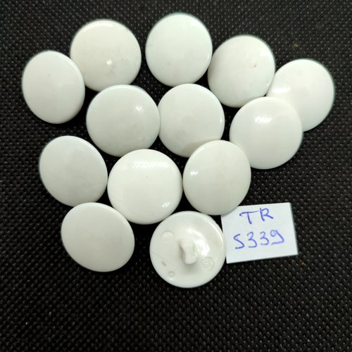 14 boutons en résine blanc - 19mm - tr5339