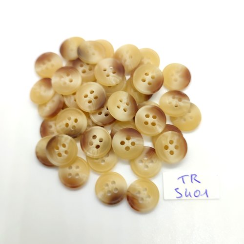 43 boutons en résine marron et beige - 12mm - tr5401
