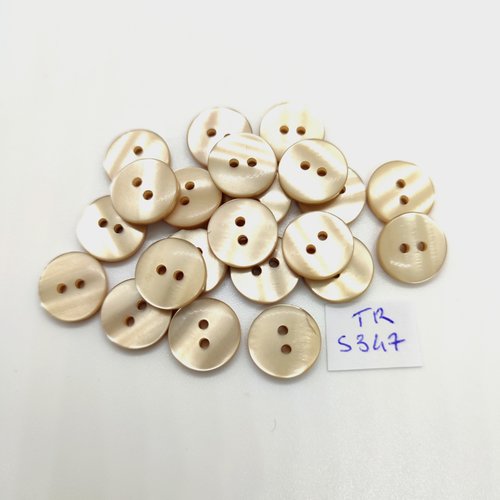 22 boutons en résine beige - 14mm - tr5347
