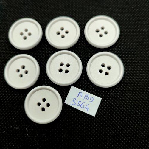 7 boutons en résine blanc - 22/23mm - abd3564