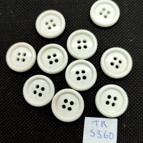 10 boutons en résine blanc - 18mm - tr5360