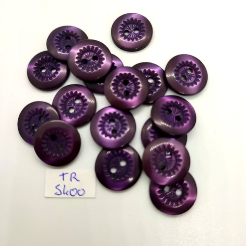 17 boutons en résine violet - 15mm - tr5400