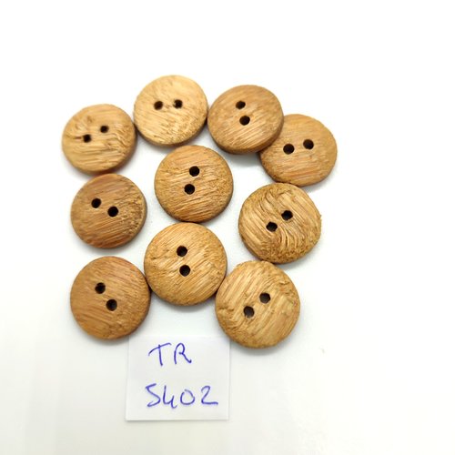10 boutons en bois marron clair - 15mm - tr5402