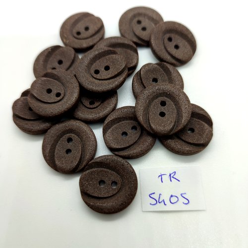 15 boutons en résine marron - 18mm - tr5405