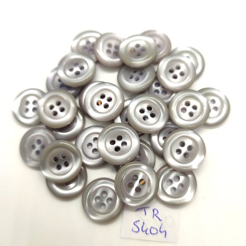 30 boutons en résine gris - 15mm - tr5404