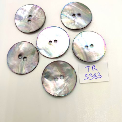 6 boutons en nacre gris - 25mm - tr5383