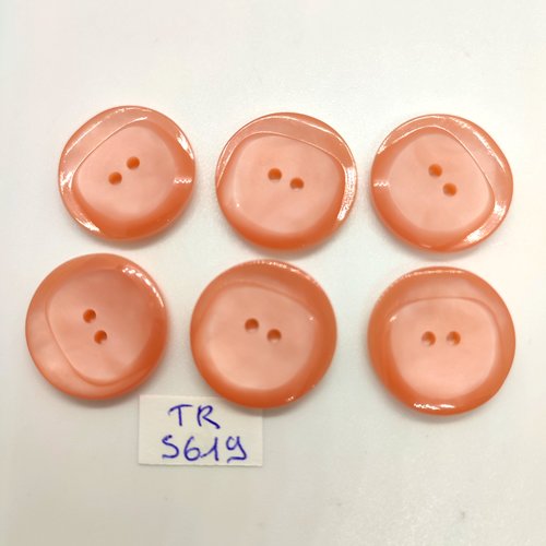 6 boutons en résine rose - 22mm - tr5619