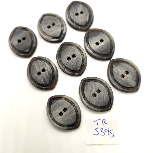 9 boutons en résine gris - 18x24mm - tr5395