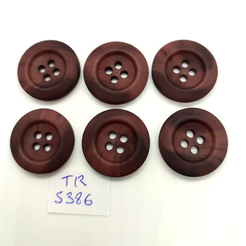 6 boutons en résine marron - 22mm - tr5386