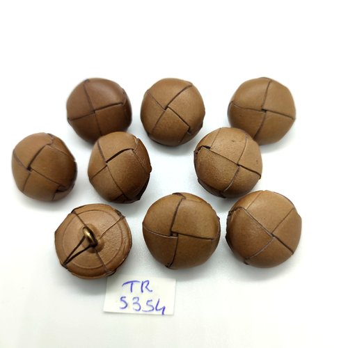 9 boutons en cuir marron clair - 18mm - tr5354