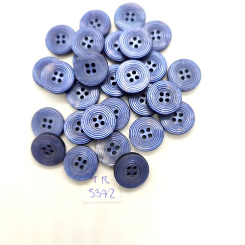 28 boutons en résine gris / bleu - 15mm - tr5372