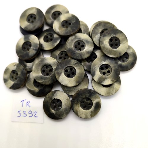 24 boutons en résine gris / vert - 18mm - tr5392