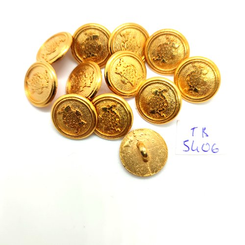 12 boutons en métal doré - 15mm - tr5406