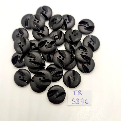29 boutons en résine noir - 15mm - tr5376