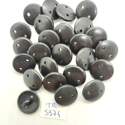 25 boutons en métal gris - 15mm - tr5374