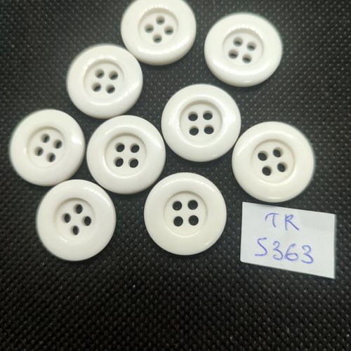 9 boutons en résine blanc - 18mm - tr5363