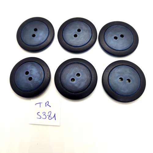 6 boutons en résine bleu - 27mm - tr5381