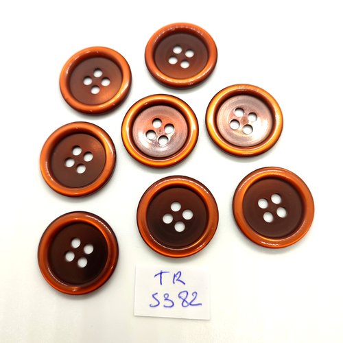 8 boutons en résine marron - 23mm - tr5382