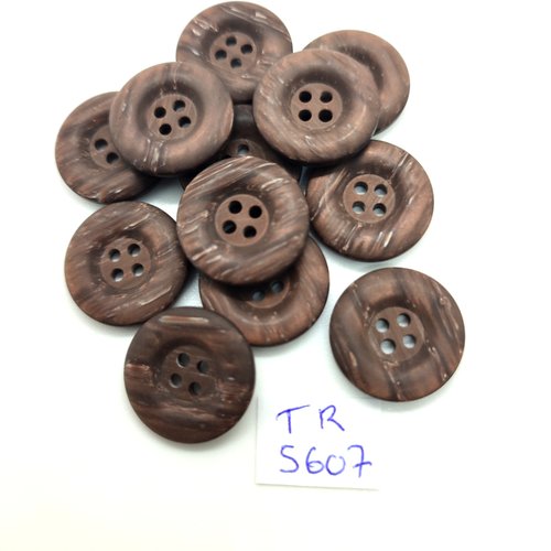 12 boutons en résine marron - 18mm - tr5607