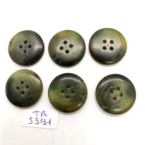 6 boutons en résine vert - 20mm - tr5391