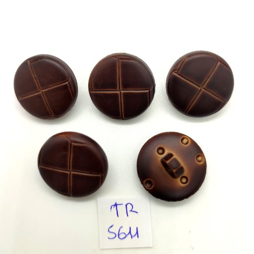 5 boutons en résine marron- 20mm - tr5611