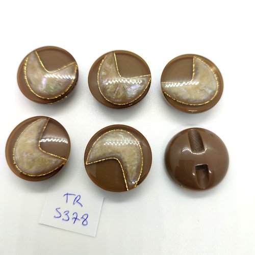 6 boutons en résine beige foncé / taupe - 22mm - tr5378