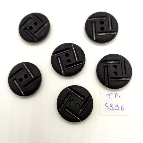 6 boutons en résine noir - 23mm - tr5396