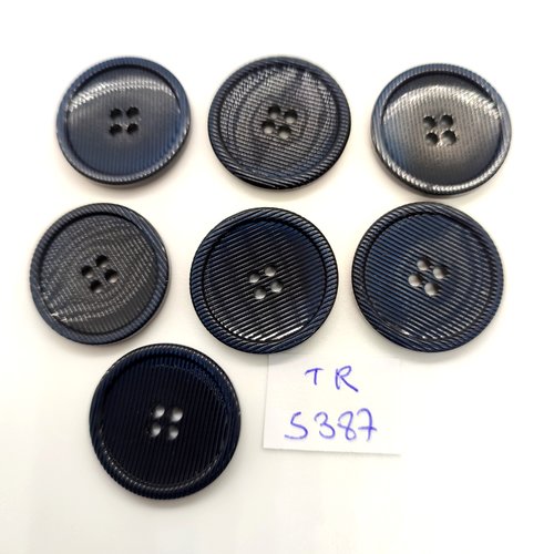 7 boutons en résine bleu foncé - 23mm - tr5387